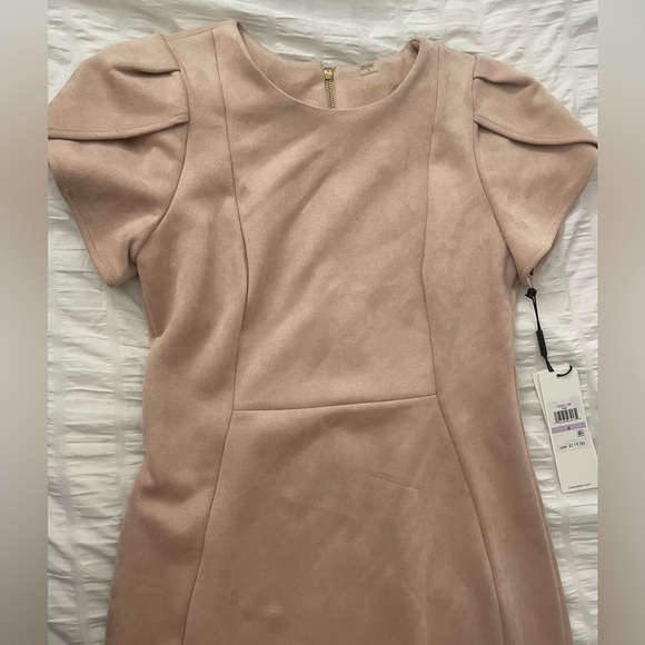 NWT Calvin Klein Scuba Suede Tulip Sleeve Sheath Dress - Picture 5 of 10